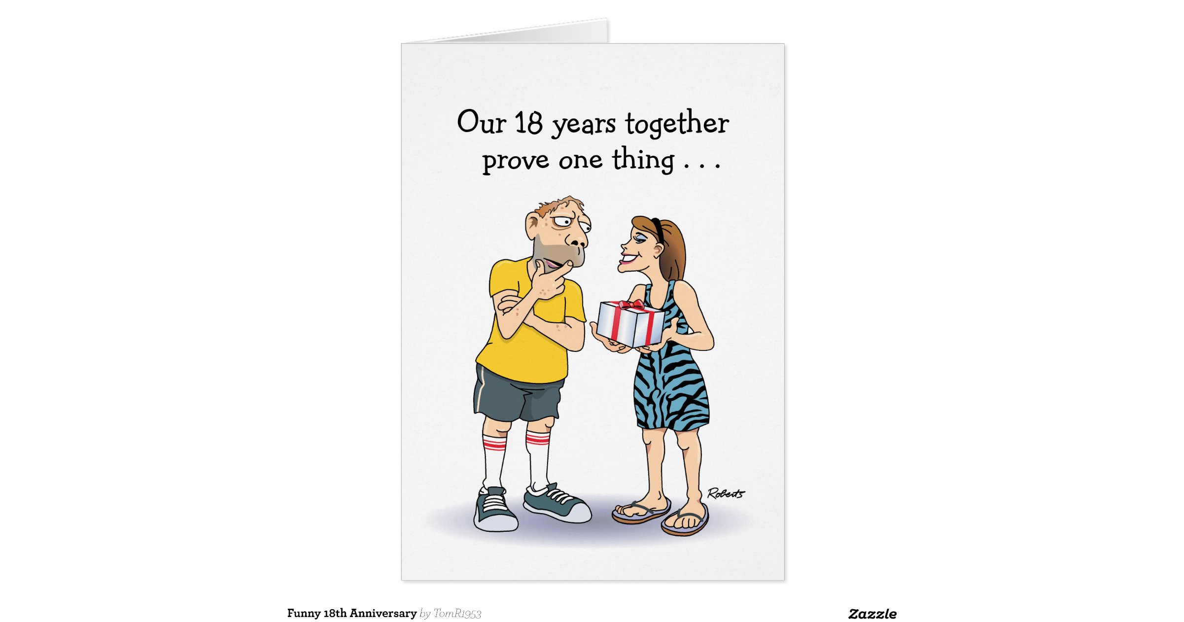Funny 18th Wedding Anniversary cartoon: Love Greeting Card Zazzle