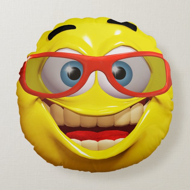 Funny 3d smiley emoticon round pillow