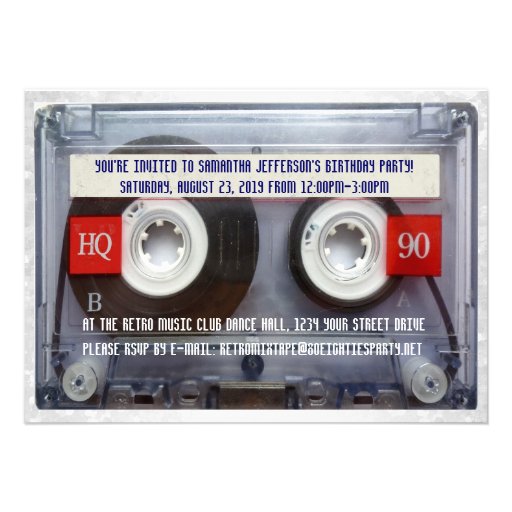 Funny 80s Cassette Mixtape Party Custom Invitation
