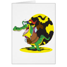 funny actor acting alligator cartoon character card