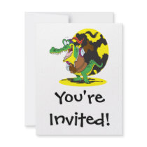 funny actor acting alligator cartoon character invites