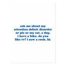 Funny ADD ADHD Quote - Blue Print Postcards