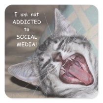 Funny Addicted to Social Media Cat Sticker