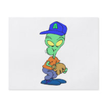 funny alien baseball player pitcher flyer