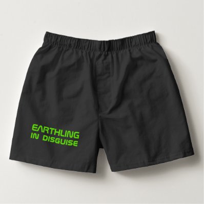 Funny Alien Gift for Men Earthling in Disguise Boxers