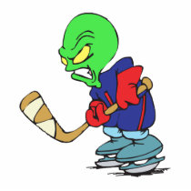 funny alien ice hockey player photo sculptures