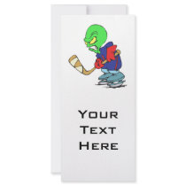 funny alien ice hockey player rack card design