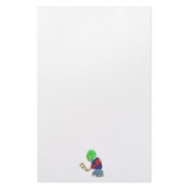funny alien ice hockey player personalized stationery