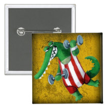 Funny Alligator the Athlete Buttons