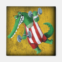 Funny Alligator the Mighty Athlete Refrigerator Magnets