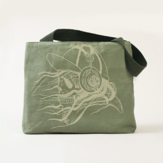 Funny and Cool Skull with Headphones Tote