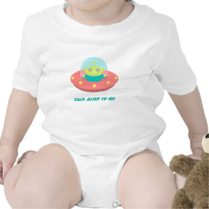 Funny and Cute Alien in Spaceship, Outer Space Bodysuit