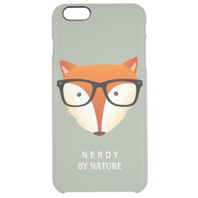 Funny and Cute Hipster Fox Nerdy By Nature Clear iPhone 6 Plus Case