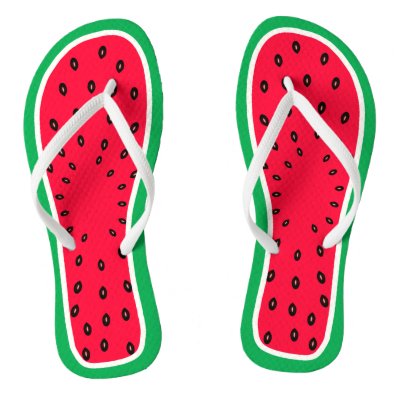 Funny and Cute Watermelon Slice Summer Fruit Flip Flops