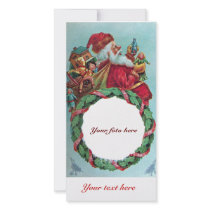 FUNNY AND HUMOROUS SANTA CLAUS VINTAGE CROWN PERSONALIZED PHOTO CARD