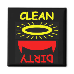 Funny Angel/Devil Dishwasher Square Clean/Dirty magnet