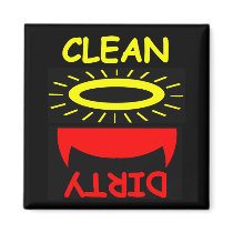 Funny Angel/Devil Dishwasher Square Clean/Dirty magnets by Swisstoons Funny Angel/Devil Dishwasher Square Clean/Dirty magnets