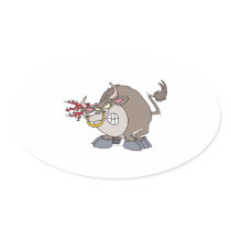 funny angry bull cartoon character stickers