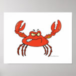 funny angry crabby red crab print