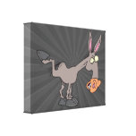 funny angry kicking donkey cartoon stretched canvas prints