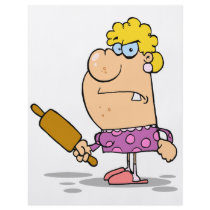 funny angry wife with rolling pin full color flyer