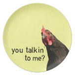Funny Attitude Chicken Plate