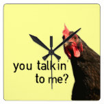 Funny Attitude Chicken Square Wallclock