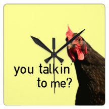 Funny Attitude Chicken Square Wallclock
