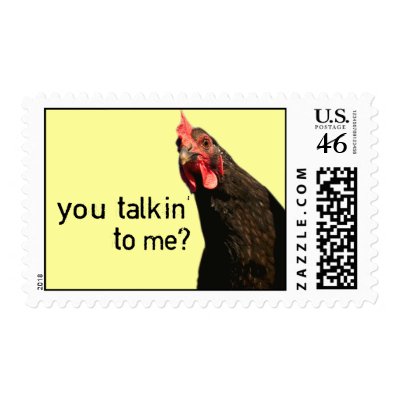 Funny Attitude Chicken - you talkin to me? Stamp