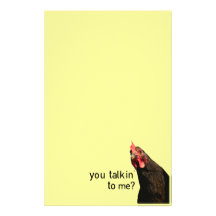 Funny Attitude Chicken - you talkin to me? Custom Stationery