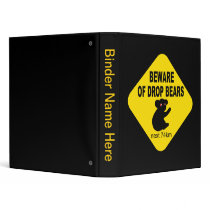 Funny Australian Sign. Beware of Drop Bears. Vinyl Binder
