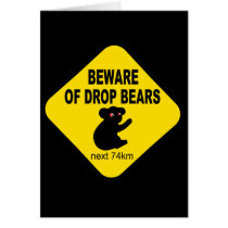 Funny Australian Sign. Beware of Drop Bears. Cards