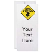 Funny Australian Sign. Beware of Drop Bears. Full Color Rack Card