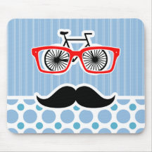 Funny Baby Blue Mustache; Hipster Mousepads