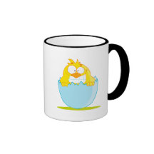 funny baby chick hatching from egg mug