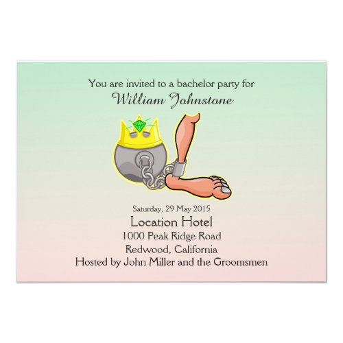 Funny Ball And Chain Bachelor Party Invitation