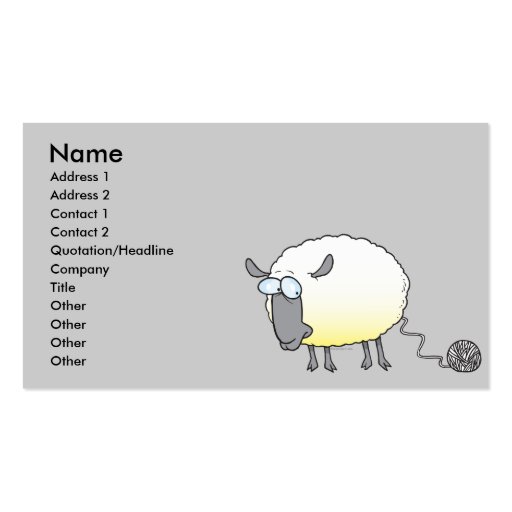 funny ball of yarn cloned sheep cartoon business card templates (front side)