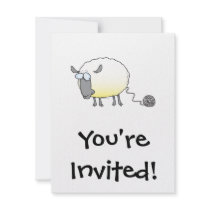 funny ball of yarn cloned sheep cartoon custom announcements