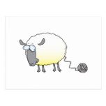 funny ball of yarn cloned sheep cartoon postcards