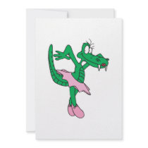 funny ballerina alligator custom invites