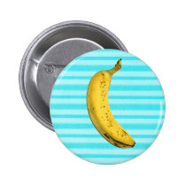banana, funny, pop art, geeky, humor, fruit, cool, humorous, fun, funy buttons, pop, art, geek, vintage, nerd, button, Button with custom graphic design