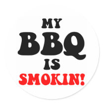 Funny barbecue round sticker