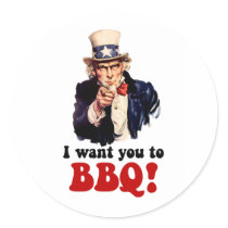 Funny barbecue round stickers