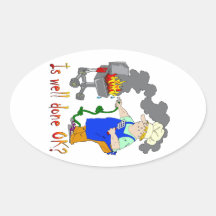 Funny Barbeque Design - Is Well Done OK? Oval Stickers