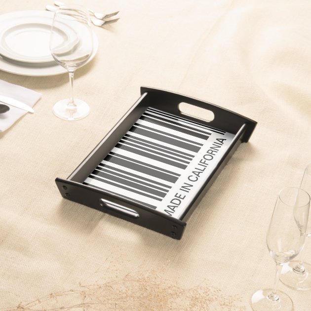 Funny Barcode Black and White Stripes Custom Text Serving Trays