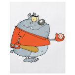 funny baseball bulldog cartoon character personalized flyer