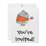 funny baseball bulldog cartoon character custom invites