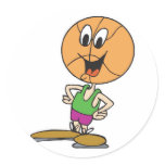 funny basketball character round stickers