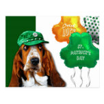 Funny Basset Hound. St. Patrick's Day Postcard