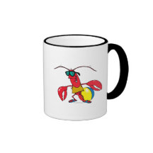 funny beach going  lobster cartoon mugs